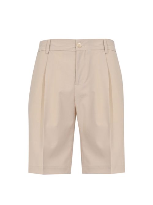 Bermuda con pinces in misto viscosa Sabbia DANIELE ALESSANDRINI | DUSL0003 PL01012010